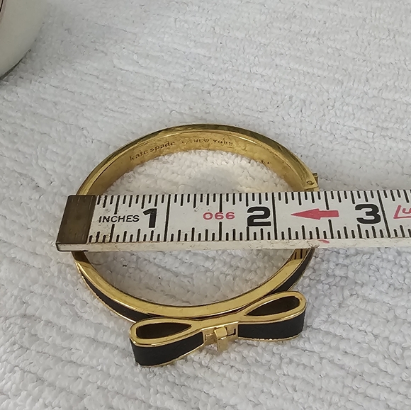 Kate Spade Black and Gold Bow Textured Hinged Bracelet - Picture 8 of 11